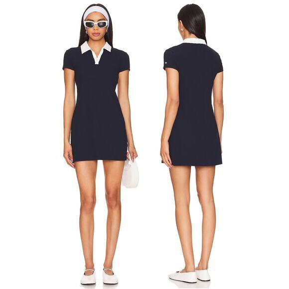 Splits59 Polo Airweight Mini Polo Dress Country Club Preppy Athleisure Indigo SM - Picture 1 of 9
